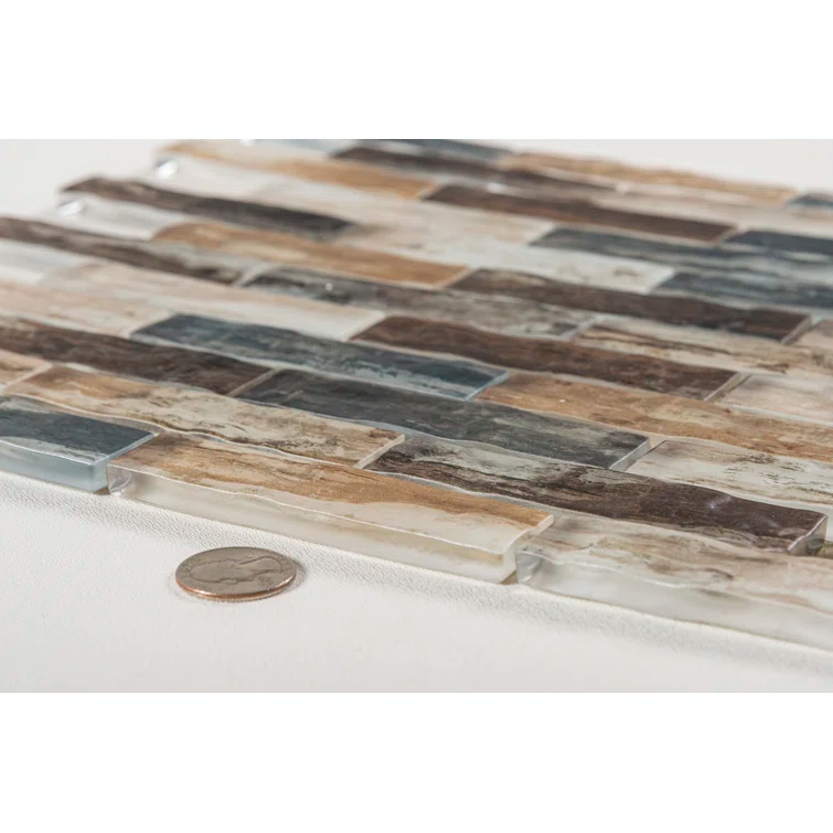 Giovan 1" x 4" Glass Brick Joint Mosaic Shower Walls, Kitchen Backsplash and Floor Tile