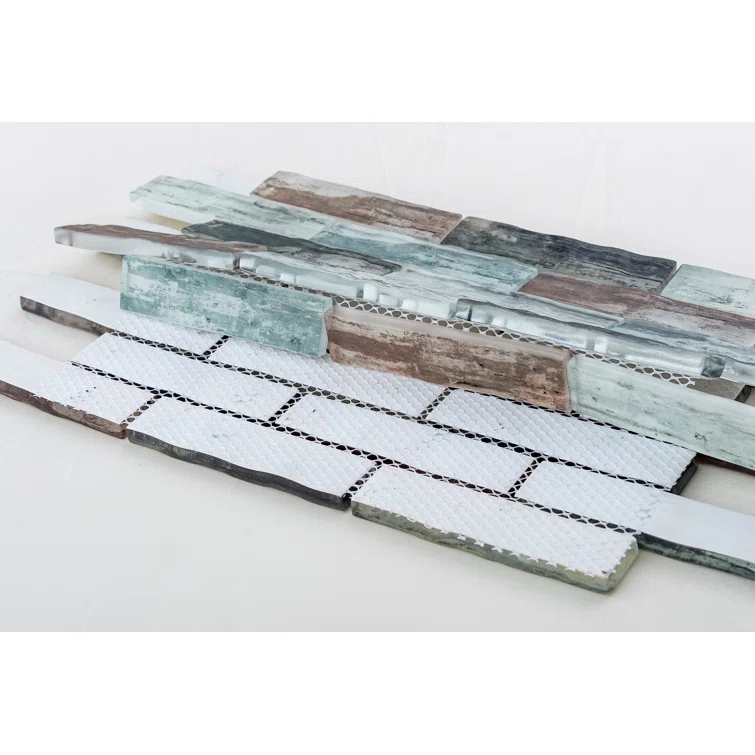Giovan 1" x 4" Glass Brick Joint Mosaic Shower Walls, Kitchen Backsplash and Floor Tile