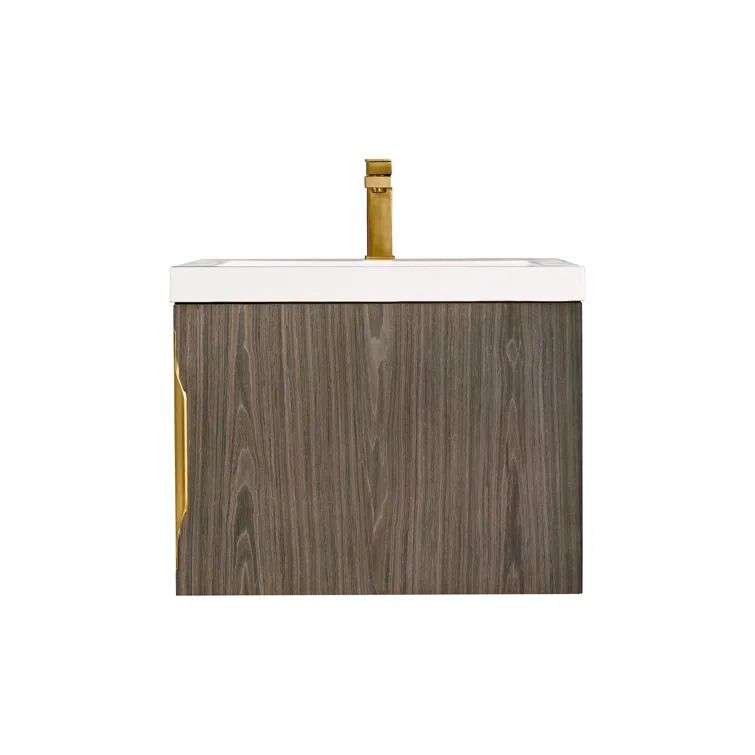 Ash Gray Engineered Wood Wall-Mount Vanity with Mineral Composite Top