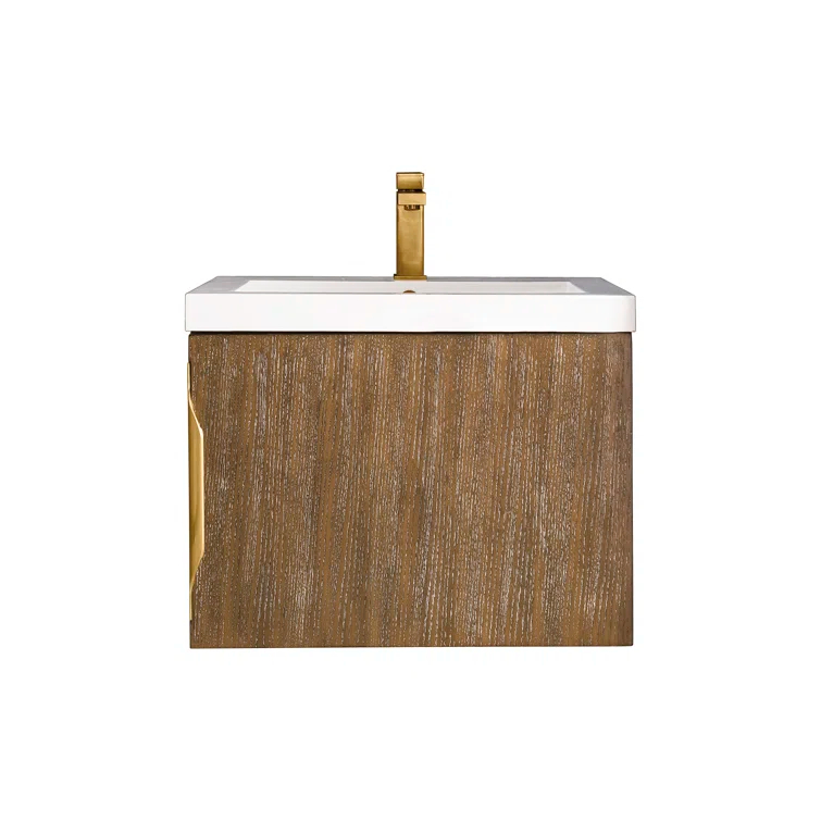 Latte Oak 24'' Wall-Mount Vanity with White Composite Top