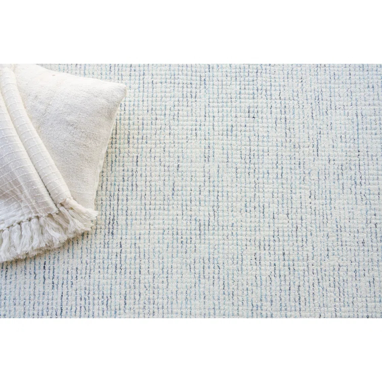 Key West Handmade Hand-Tufted New Zealand Wool Blue/Ivory Area Rug