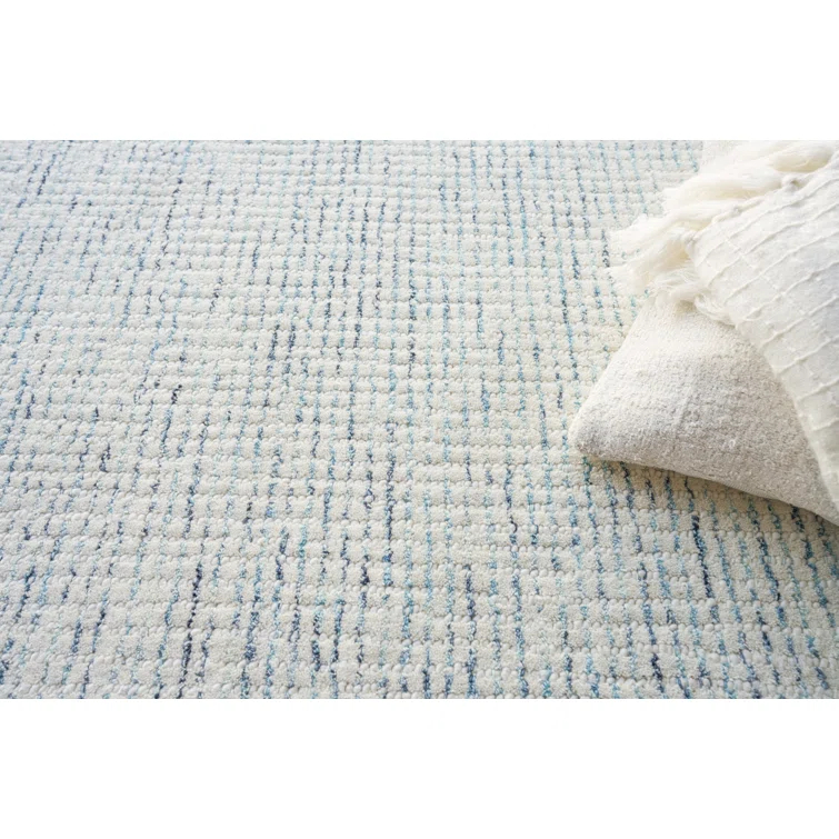 Key West Handmade Hand-Tufted New Zealand Wool Blue/Ivory Area Rug