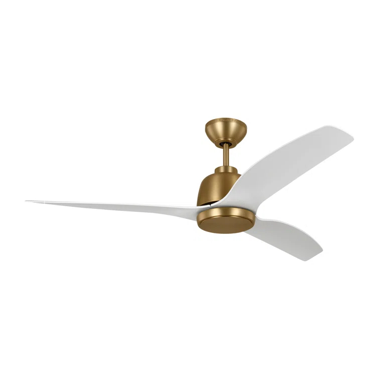 Avila 54" Satin Brass Ceiling Fan with Matte White Blades and LED Light
