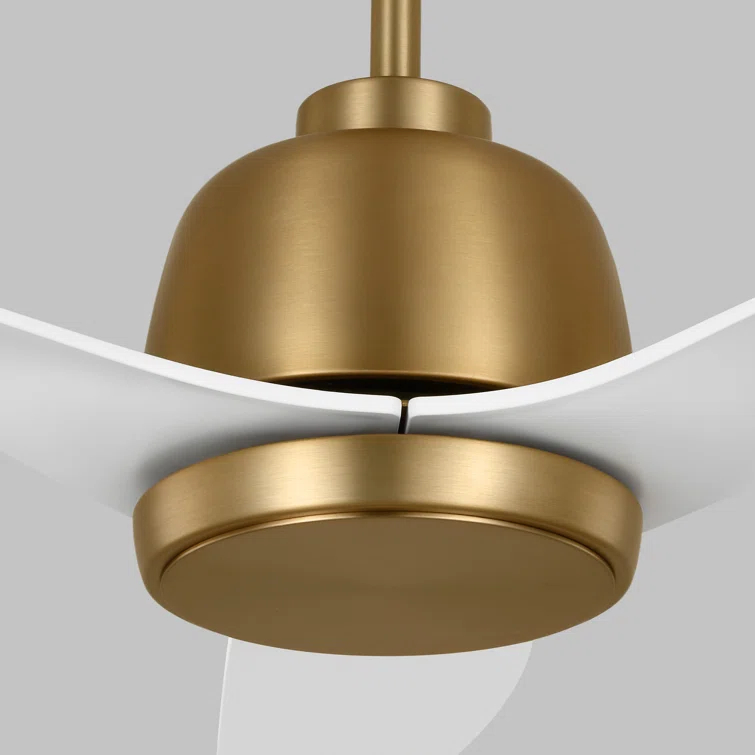 Avila 54" Satin Brass Ceiling Fan with Matte White Blades and LED Light