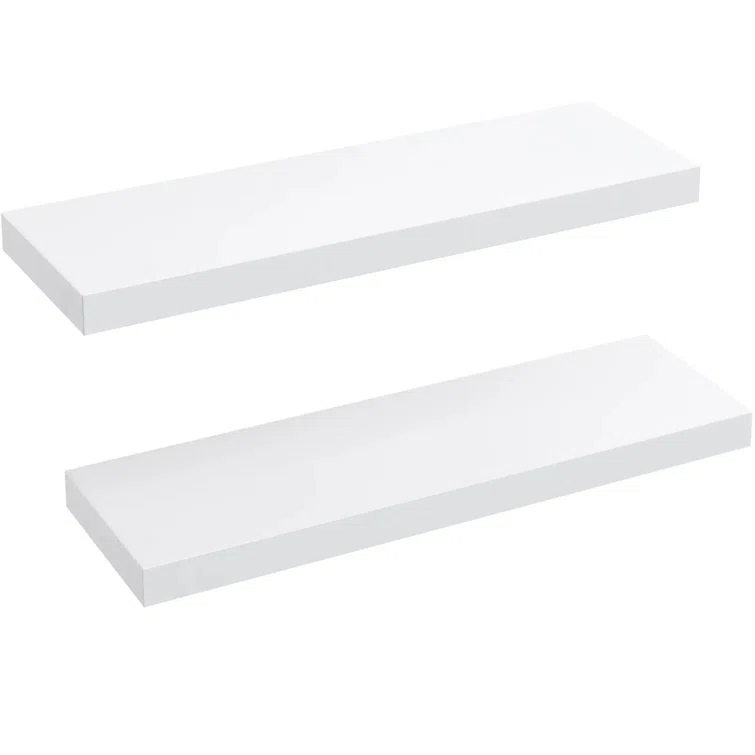 Latitude Run® Elbur 23.6 Inch Wide Wood Floating Shelves, Wall Shelf Display Shelves for Bathroom/Kitchen/Bedroom/Living Room (Set of 2)