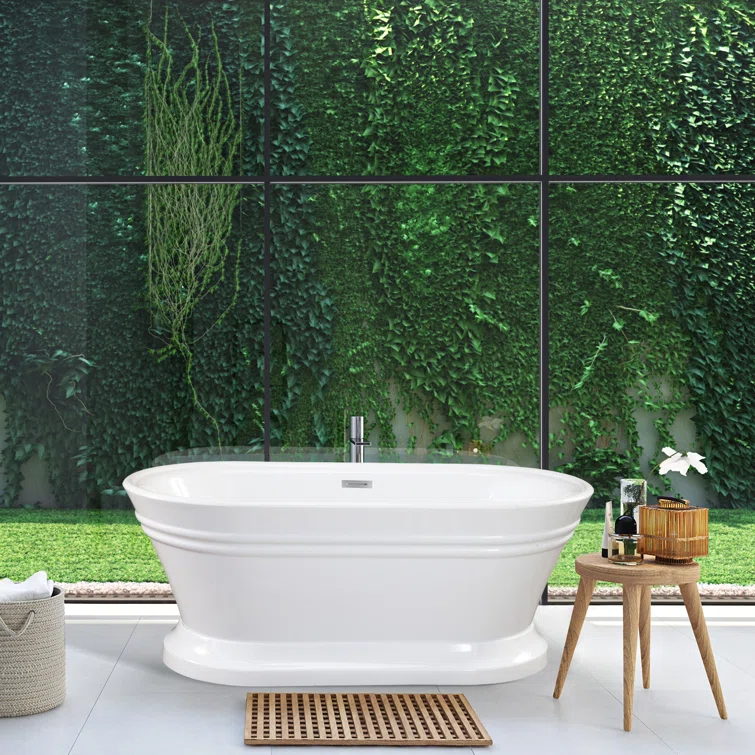 Solace 59.1'' x 29.5'' Freestanding Soaking Acrylic Bathtub