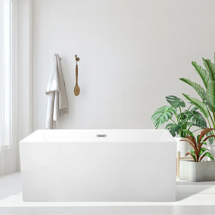 Persephone 59.1'' x 29.5'' Freestanding Soaking Acrylic Bathtub