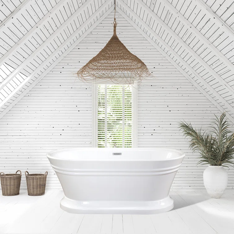 Solace 59.1'' x 29.5'' Freestanding Soaking Acrylic Bathtub