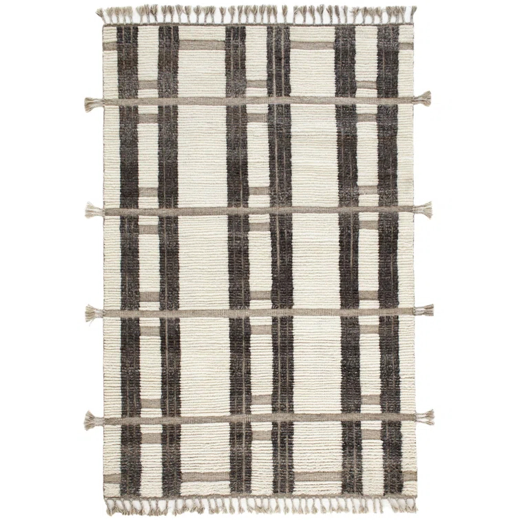 Everett Ivory/Grey Hand Knotted Wool Rug