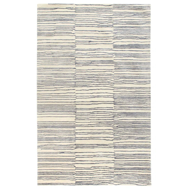 Striae Pewter Blue Hand Tufted Wool Rug
