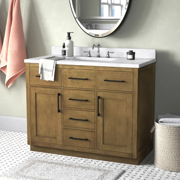 OVE Decors Athea 42 in. W Bath Vanity with Premium Countertop and Power Bar