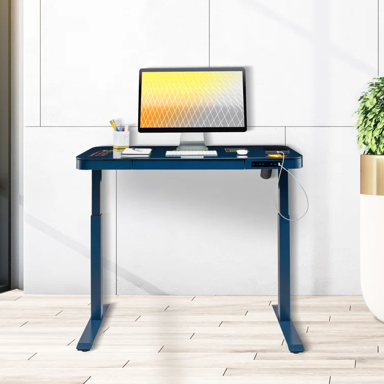 airLIFT 48" W Electric Adjustable Height Tempered Glass Desk