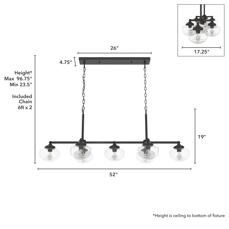 Saddle Creek 7 - Light Kitchen Island Linear Pendant