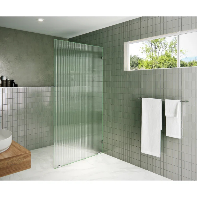 Gaia 40 in. x 78 in. Frameless Fluted Single Fixed Shower Panel