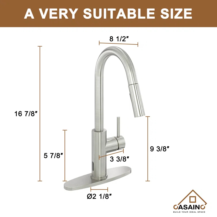 Willow Single-Handle Pull Down Sprayer Kitchen Faucet with Infrared Sensor, Soap Dispenser and Deck Plate