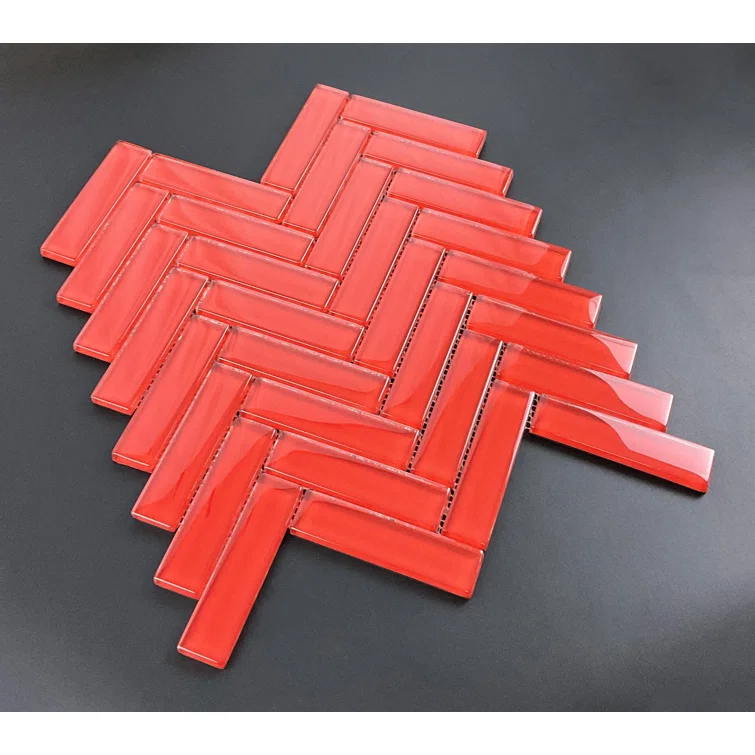 ES Stone 1" x 4" Glass Herringbone / Chevron Mosaic Tile (Set of 10)