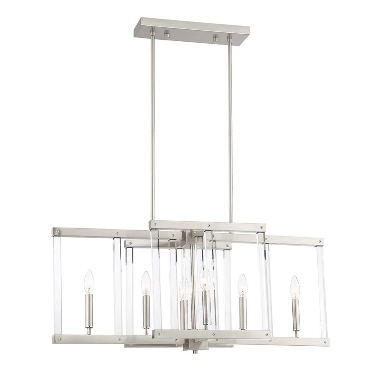 Regent Polished Nickel 34" Linear Crystal Cage Chandelier