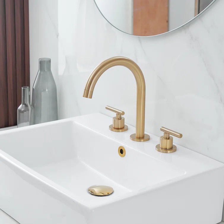VIBRANTBATH 16441-BG Widespread Bathroom Faucet 3 Hole, 2-handle Bathroom Sink Faucet with Drain Assembly