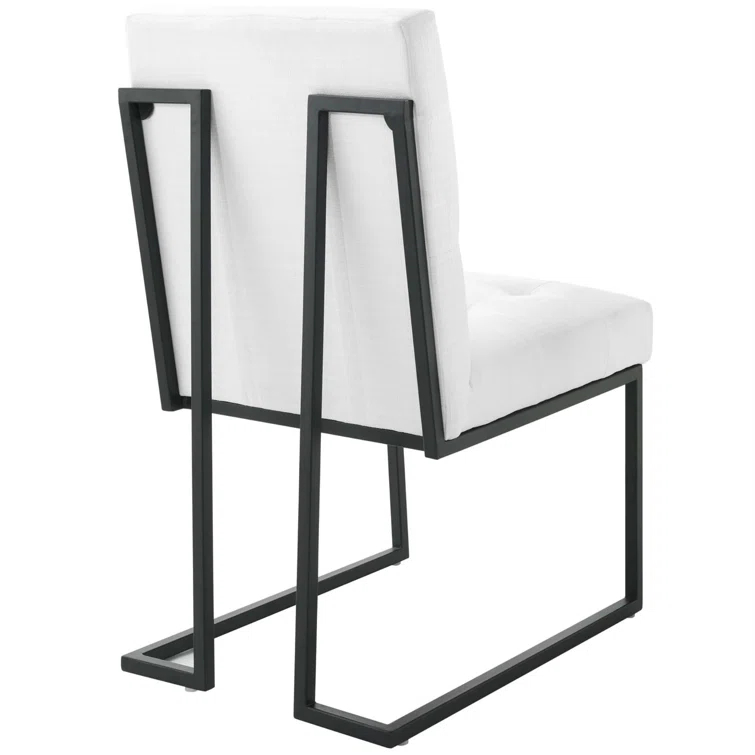 Privy Black Stainless Steel Upholstered Fabric Dining Chair by Modway