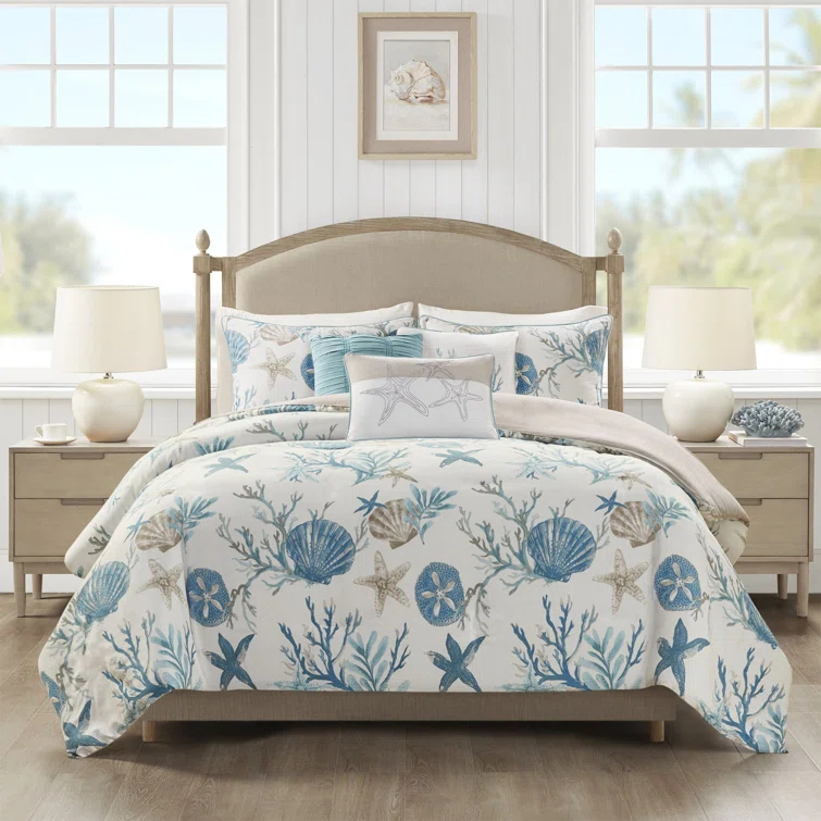 Pebble Beach 6 Piece Cotton Sateen Coastal Duvet Cover Set