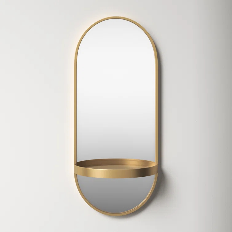 Lumi Metal Flat Mirror with Shelves