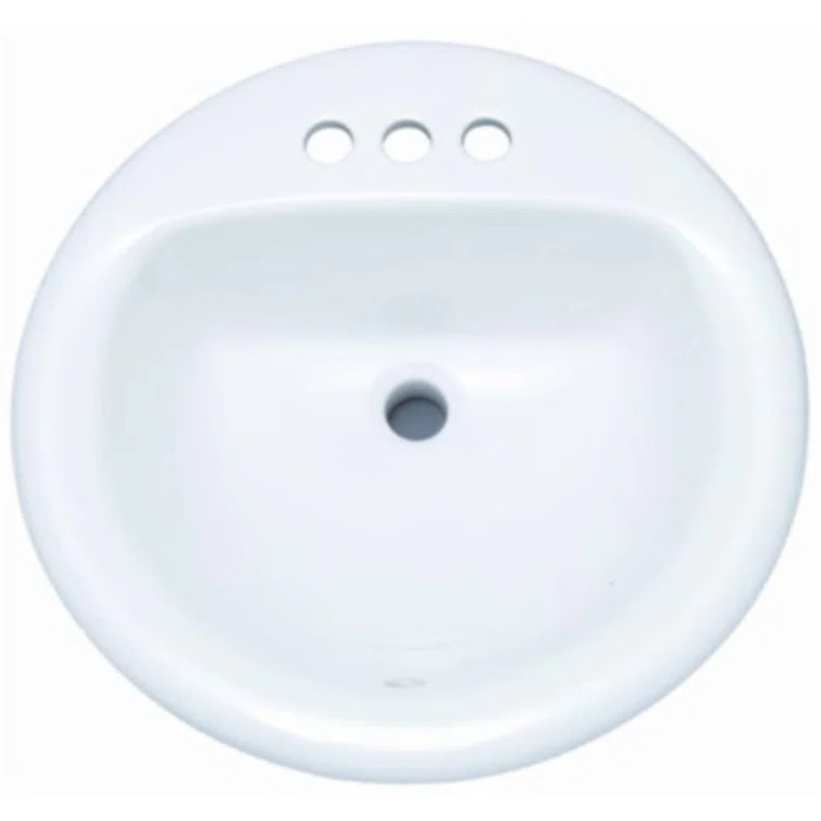 Proflo 19'' Vitreous China Circular Bathroom Sink with Overflow