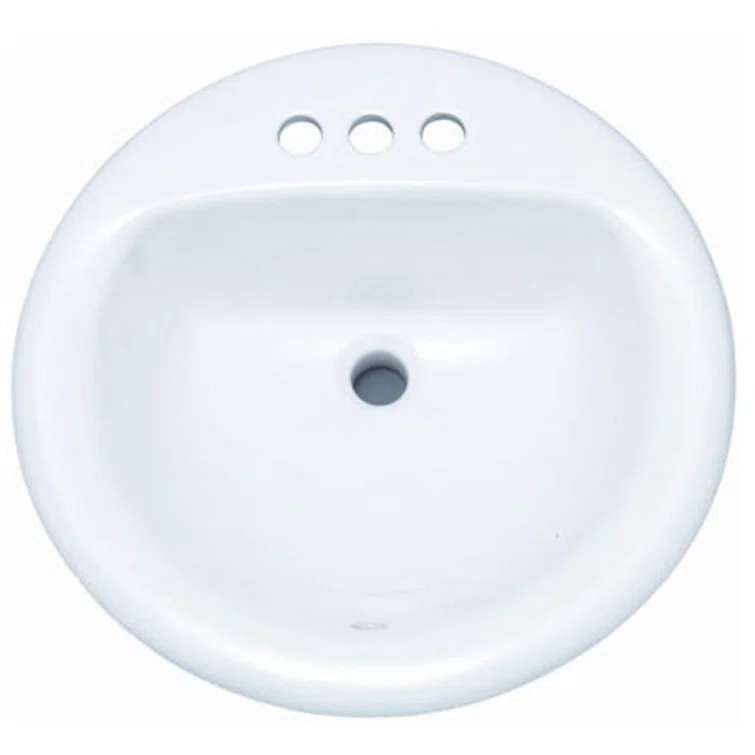 Proflo 19'' Vitreous China Circular Bathroom Sink with Overflow