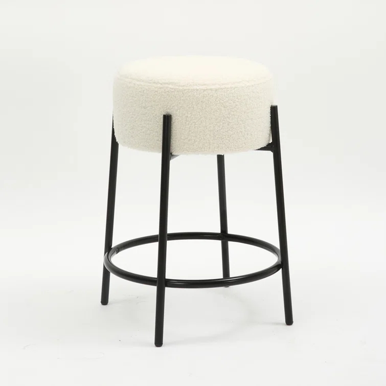 Upholstered Counter Stool with Metal Frame