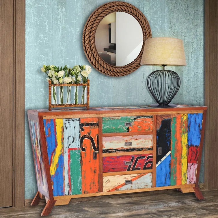 Chic Teak Solid Wood Freestanding Bathroom Cabinet