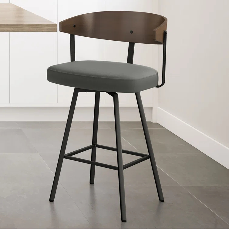 Amir Swivel Counter & Bar Stool with Wooden Back