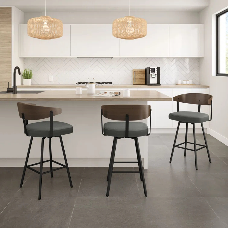 Amir Swivel Counter & Bar Stool with Wooden Back