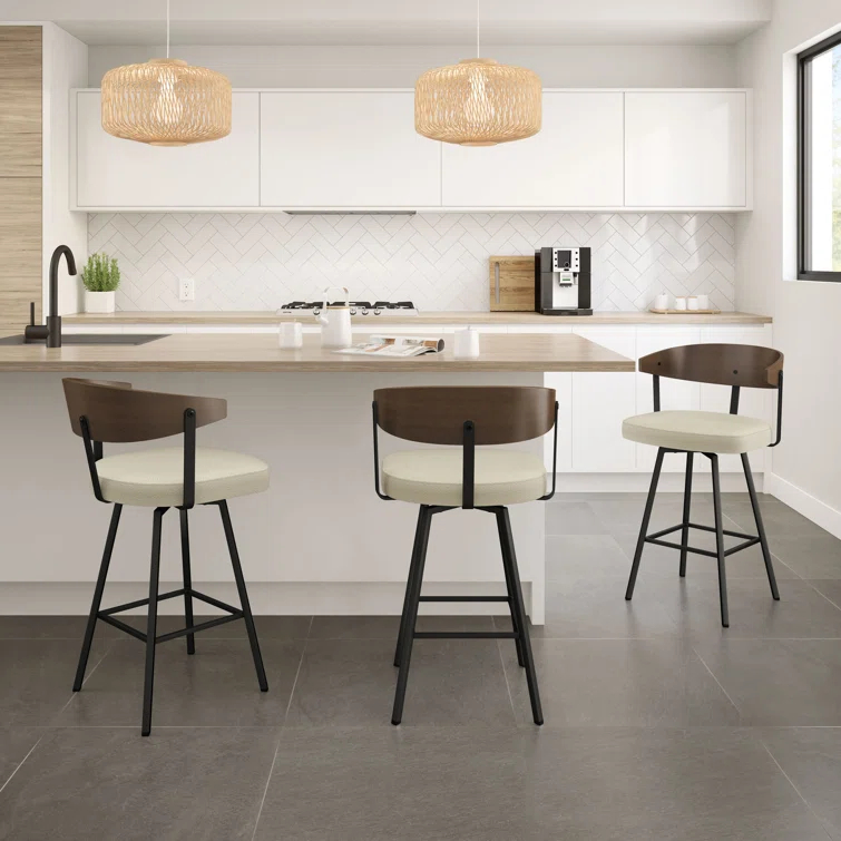 Amir Swivel Counter & Bar Stool with Wooden Back