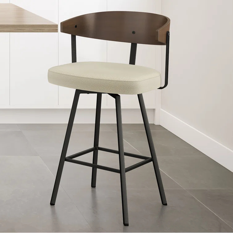 Amir Swivel Counter & Bar Stool with Wooden Back