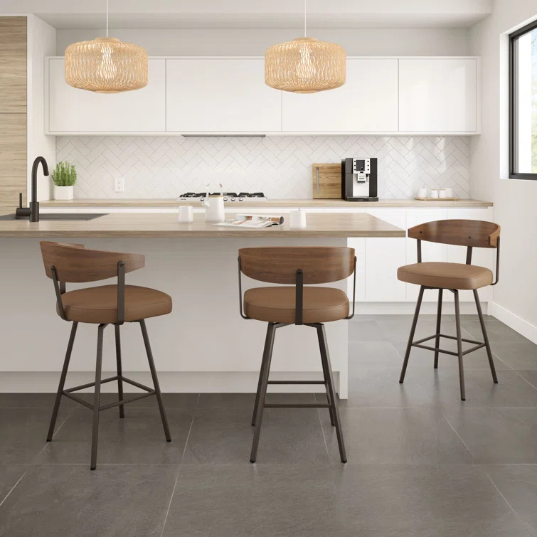 Amir Swivel Counter & Bar Stool with Wooden Back