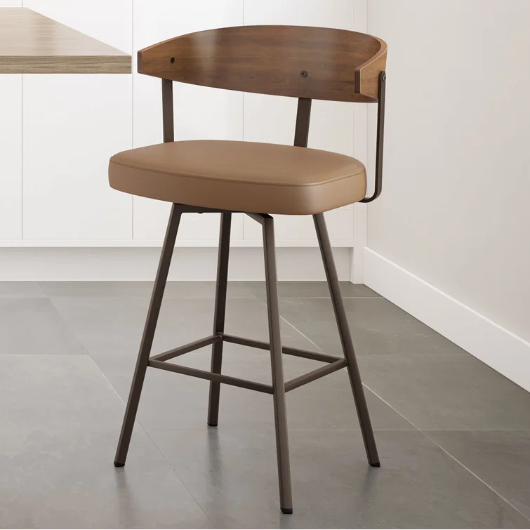 Amir Swivel Counter & Bar Stool with Wooden Back