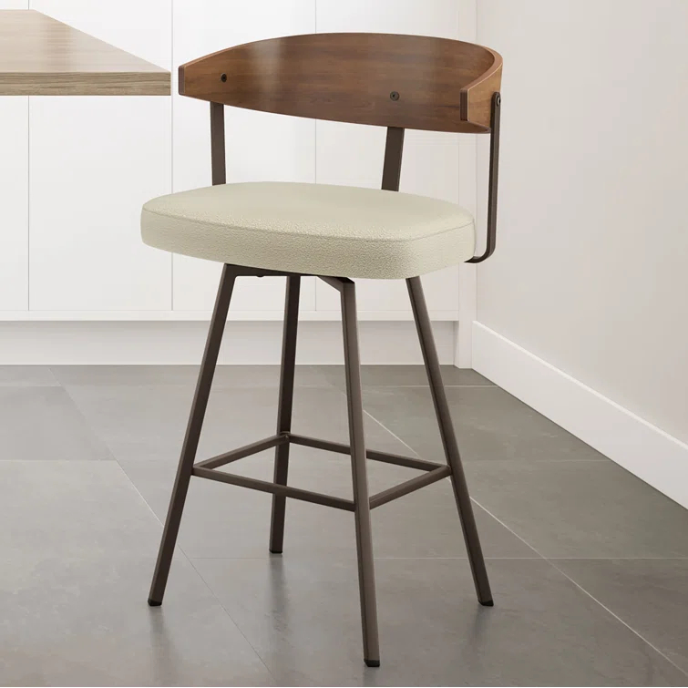 Amir Swivel Counter & Bar Stool with Wooden Back
