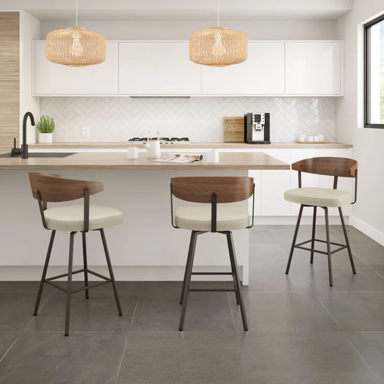 Amir Swivel Counter & Bar Stool with Wooden Back