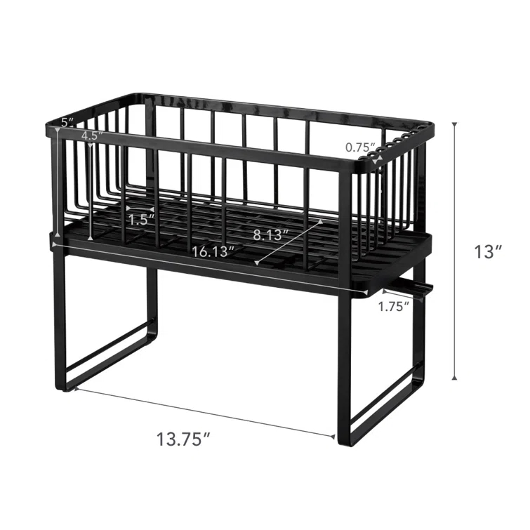 Tower Yamazaki Home Two-Tier Adjustable Dish Drainer Rack, Utensils Holder, Steel, Draining Spout