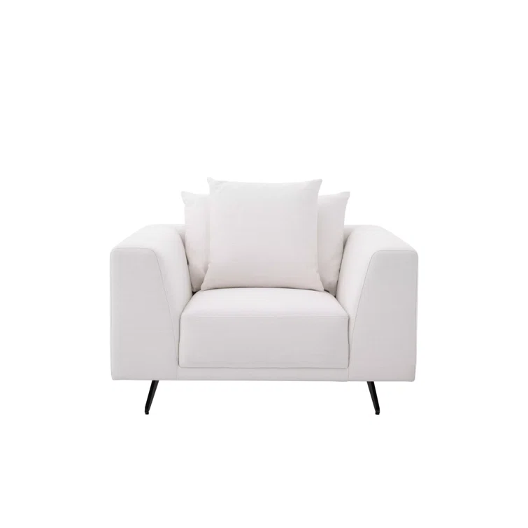 Avalon White Ultra-Stylish Armchair with Sturdy Black Feet