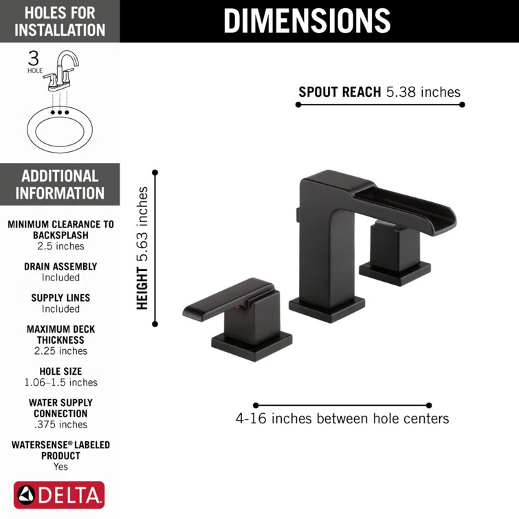Ara Widespread Bathroom Faucet with Drain Assembly and DIAMOND Seal Technology