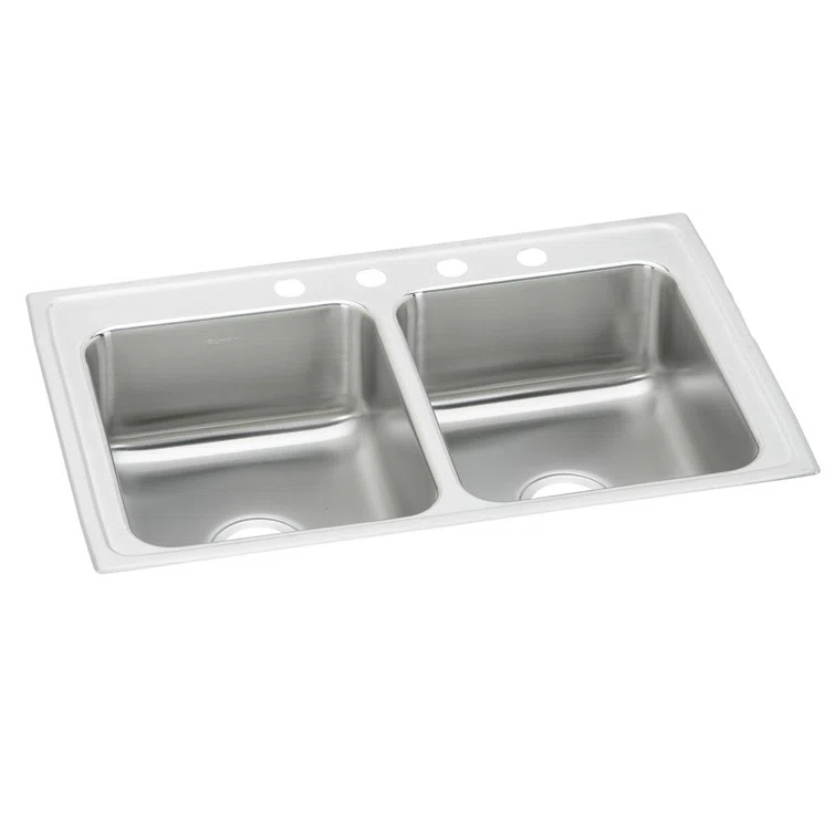 Elkay LR37221 Lustertone 37" L x 22" W Double Basin Drop-In Kitchen Sink