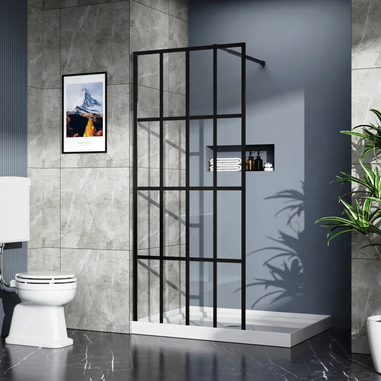 LIYU Goodyo 34" X 72" Shower Door Walk-in Black Finish LIYU-XX-W122346711