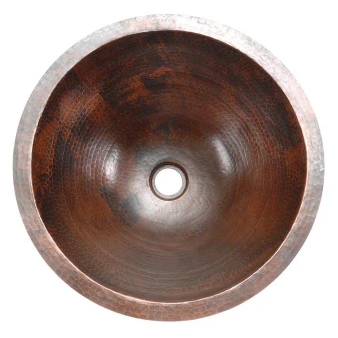 17" Round Under Counter Hammered Copper Bathroom Sink
