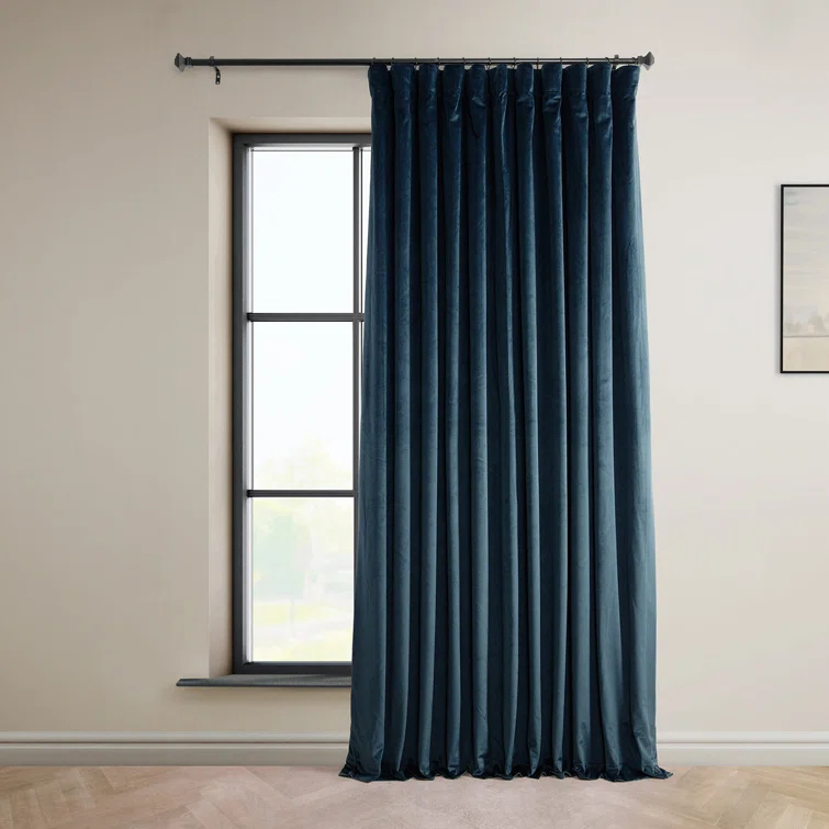 Loria Plush Velvet 100% Blackout Curtains For Bedroom, Living Room - Single Panel