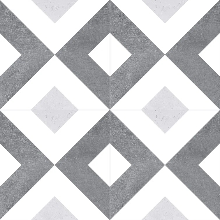 Andova Luv Ahava Grey 8-in Encaustic Matte Porcelain Wall & Floor Tile