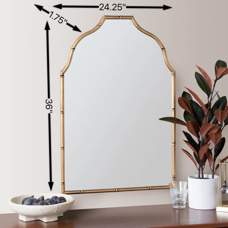 Elegant Gold Metal Framed Arch Vanity Wall Mirror