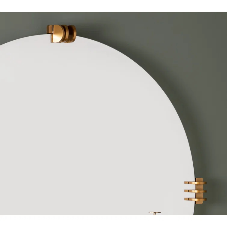 Aubrey 30" Round Frameless Gold Wall Mirror