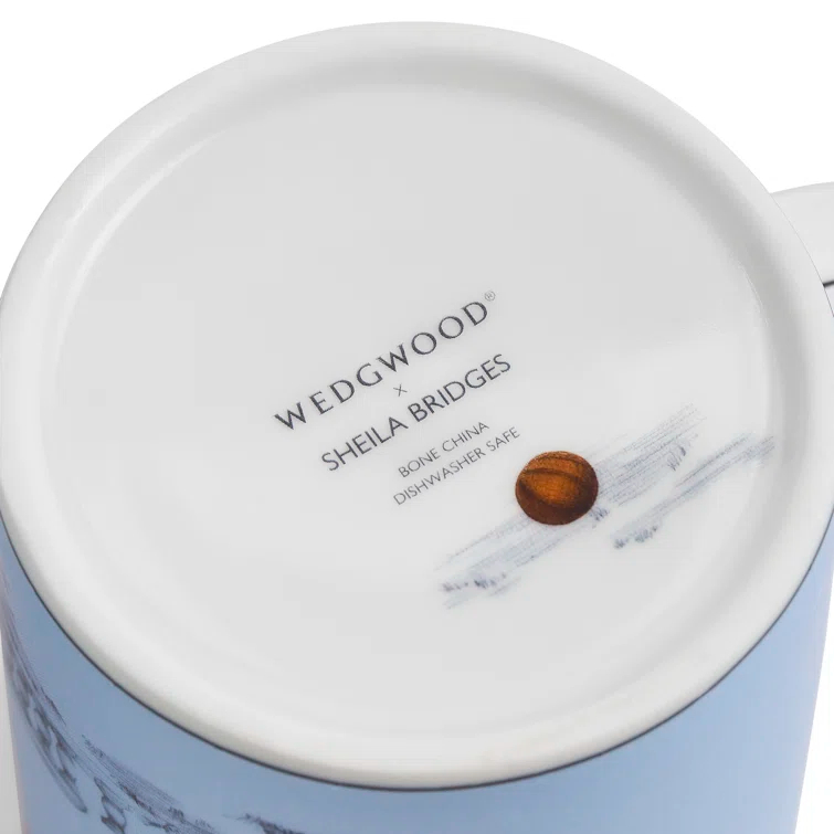 Blue Ceramic Basketball Scene Maximalist Mug