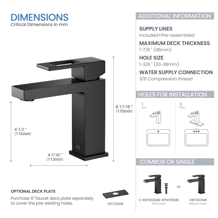 Cube Single-Hole Single-handle Bathroom Faucet