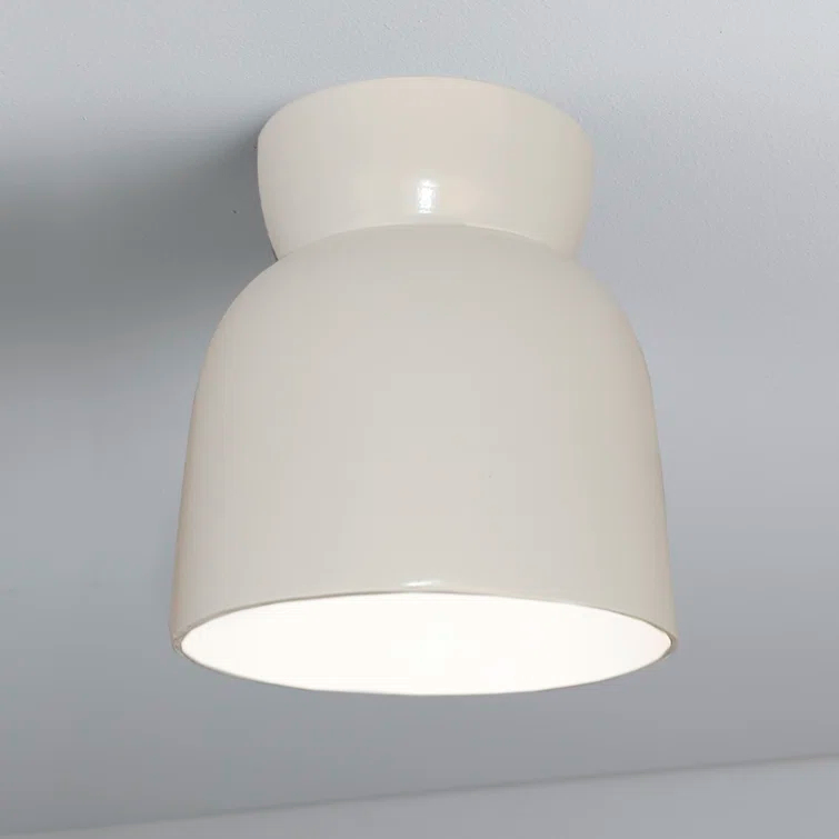 Gloss White Ceramic LED Indoor/Outdoor Flush Mount Light